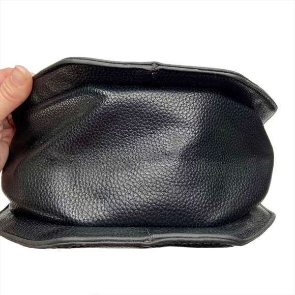 Black Faux Leather Structured Metal Handle Purse - Picture 2 of 13